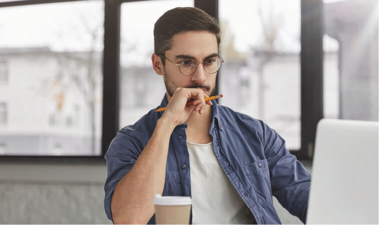 Man focusing at work with adhd