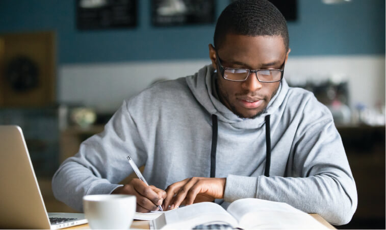 Man studying with adhd