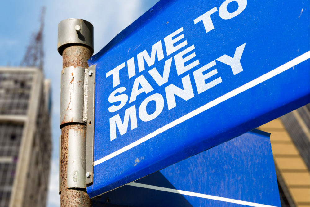 blue street sign that reads time to save money to symbolize how to get wegovy for free